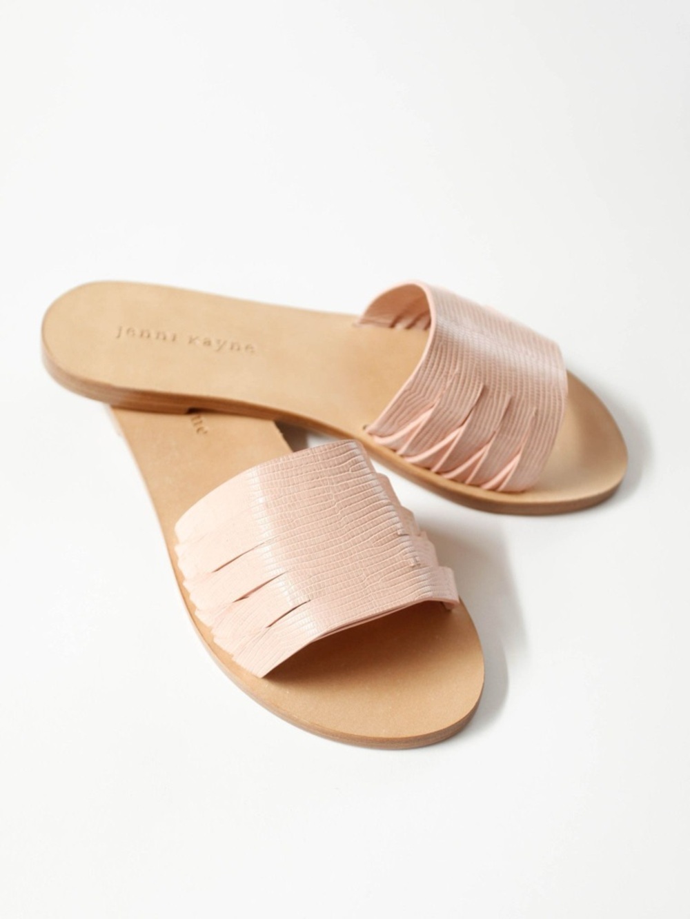 Jenni Kayne Leather Slide Sandals Italian Vero Cuoio vacation ready